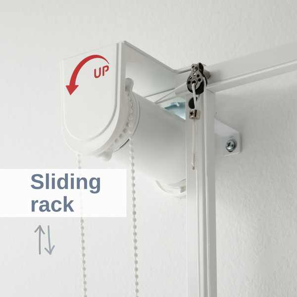 Detailansicht einer Rollomechanik mit Zugband