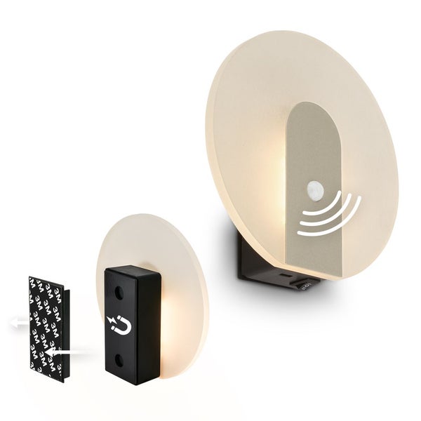 LED Wandleuchte Wandlampe ohne Stromanschluss Bewegungsmelder Akku ohne Bohren
