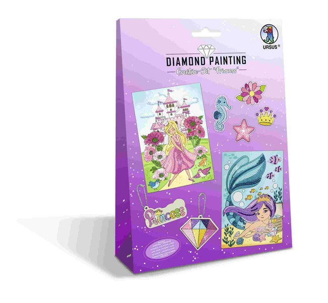 URSUS Kinder-Bastelsets Diamod Painting Creative Set Princess, 2er Karten