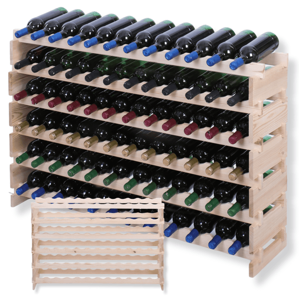 Weinregal VINOTECA FLEX PRO HxBxT 79x123x28cm 72 Flaschen auf 6 Ebenen Massives Kiefernholz Natur unbehandelt