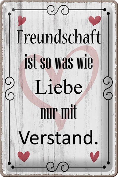 Blechschild Spruch 20x30cm Freundschaft ist so wie Liebe