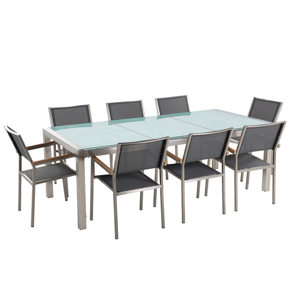 Gartenmöbel Set 8-Sitzer GROSSETO Crashglas Transparent / Grau
