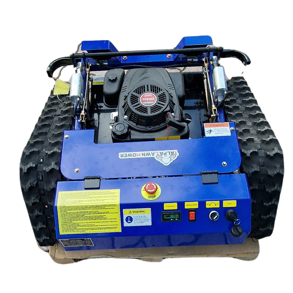 Raupenmäher mit Motor und Bedienelementen