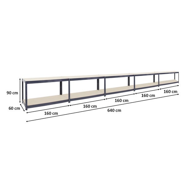 PROREGAL Mega Deal 5x Höhenverstellbare Werkbank DINO HxBxT 90x160x60cm Traglast 600kg Grau, Werktisch, Arbeitstisch