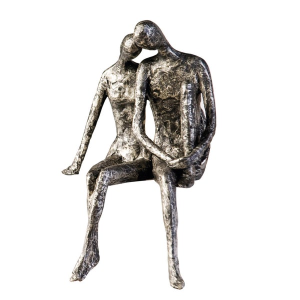 Skulptur GILDE Dekoration Höhe 25cm Breite 18cm silberfarben Kunstharz
