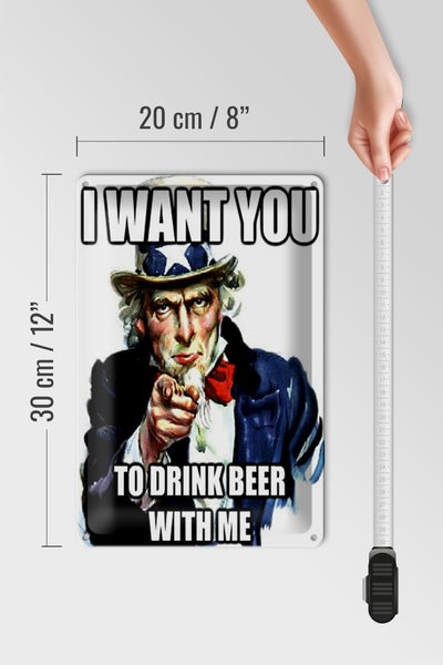 Blechschild Spruch 20x30cm i want you to drink beer with me