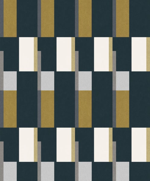 Masureel Tapete geometrisches Motiv Blau - 53 cm x 10.05 m - 630749
