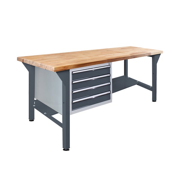 PROREGAL Werkbank Rhino Plus mit 4 Schubladen HxBxT 84 x 150 x 70 cm Traglast 500 kg Anthrazitgrau Anthrazitgrau