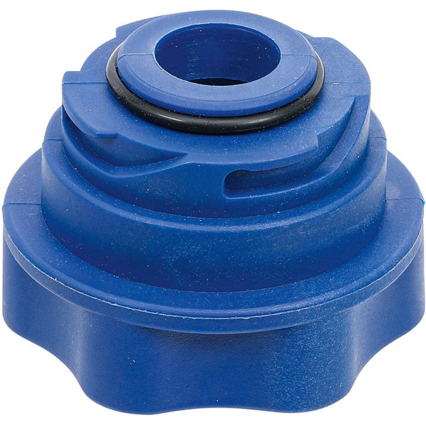 Blauer Kunststoffadapter mit Dichtungsring
