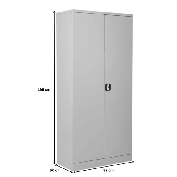 PROREGAL Stahlschrank Bee 7 Fachböden HxBxT 195 x 92 x 60 cm Pulverbeschichtetes & Verstärktes Fachbodenmaterial Grau & Grau