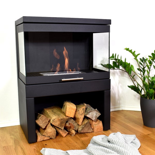 GLOW FIRE Ethanol Kamin 'Trosa' | Ethanolofen in schwarz mit 6 Std. Brenndauer und 2 KW Heizleistung | HxBxT: 81 x 60 x 40 cm