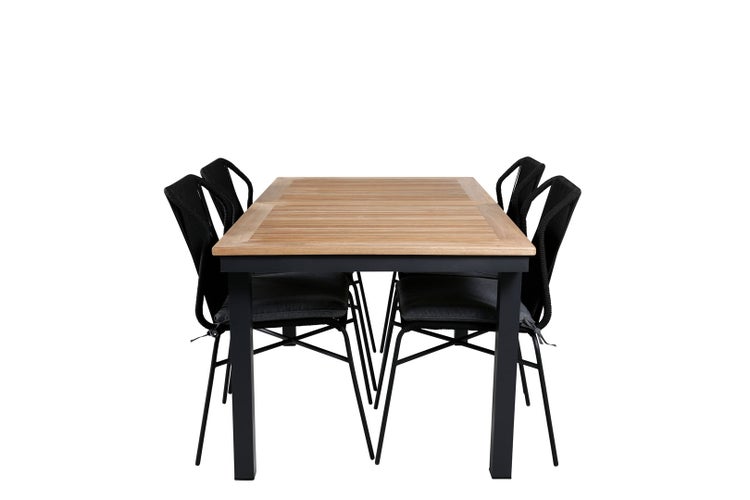 Panama Gartenset Tisch 90x152/210cm und 4 Stühle Julian schwarz, natur. 90 X 152 X 74 cm