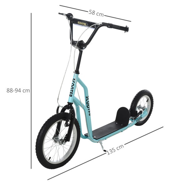 HOMCOM Kinderroller, 135L x 58B x 88-94H cm, Stahl, Aluminium, Gummi, Blau