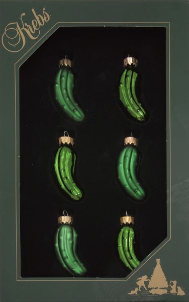 Packung mit sechs grünen Gurken Christbaumschmuck