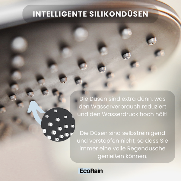 EcoRain 30% Wassersparender Regendusch-Duschset Glenn 23 CM mit Thermostatarmatur - Handbrause 12 CM - Hoher Druck - Universell - Anti-Kalk Duschkopf - Schwarz