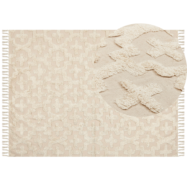 Teppich ITANAGAR Beige 160 x 230 cm Baumwolle
