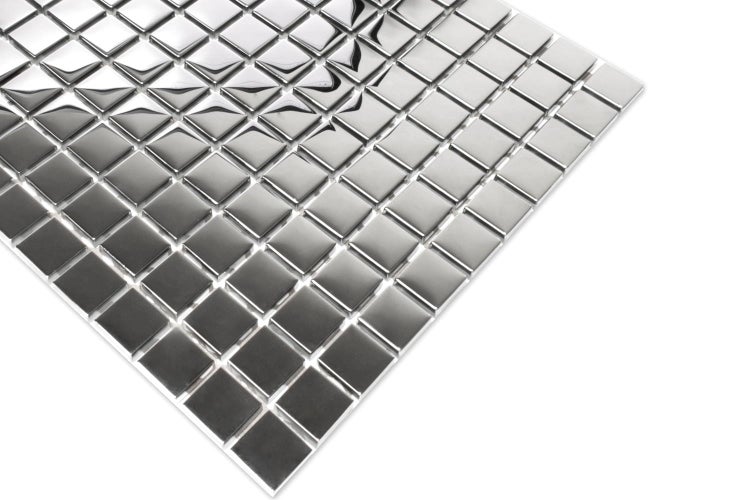 Glasmosaik auf Netz für Bad und Küche 30cm x 30cm  - Pure Silver