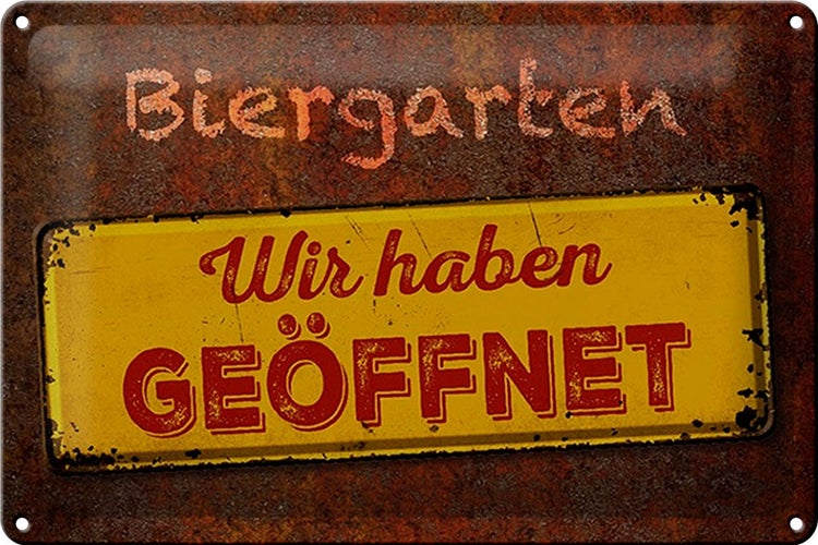 Blechschild Spruch 30x20cm Biergarten wir haben geöffnet