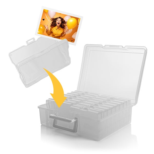 BigDean Fotoaufbewahrungsbox mit 16 Fächern – Foto Organizer für Bilder, Karten, Bürobedarf uvm. – Fotobox BPA-frei & aus robustem Kunststoff – ideal als Aufbewahrungsbehälter geeignet
