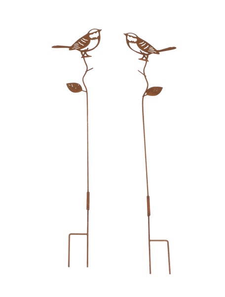 FRANK FLECHTWAREN|Gartenstecker Vogelfreunde, 2er Set, H: 75 cm, METALL