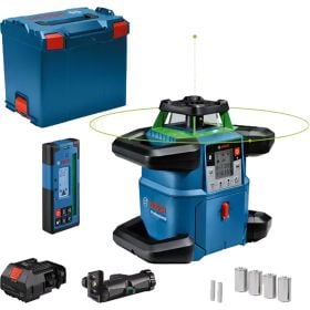 Bosch Professional Rotationslaser Set mit Empfänger, Akku, Ladegerät und Transportkoffer.