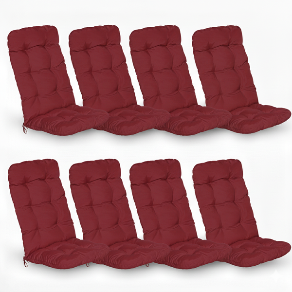 Set aus acht Hochlehner Auflagen für Gartenstühle mit gepolsterter Oberfläche