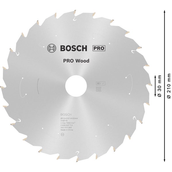 Bosch PRO Wood cordless Blatt für Kreissägen 210 x 1,7 x 30 mm - 2608837713