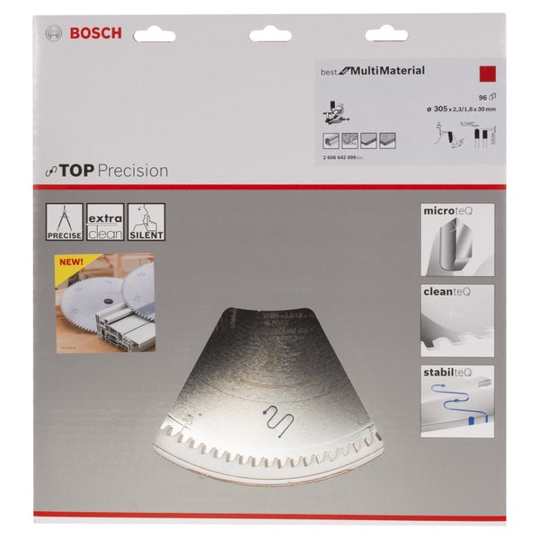 Bosch Kreissägeblatt Top Precision Best for Multi Material, 305 x 30 x 2,3 mm, 96 - 2608642099