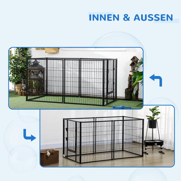 PawHut Welpenauslauf, 150L x 79B x 81H cm, Stahl, Schwarz