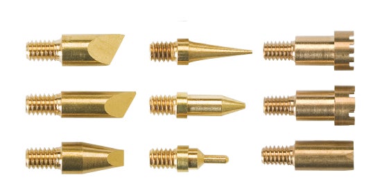 Set mit verschiedenen Brennkolben Spitzen aus Metall für Brandmalgeräte zum Gravieren und Dekorieren von Holz