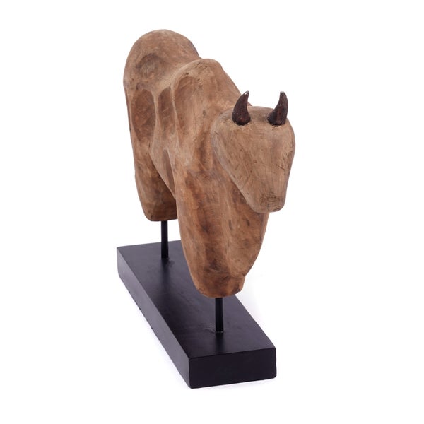 Skulptur Bull Mangoholz natur-schwarz