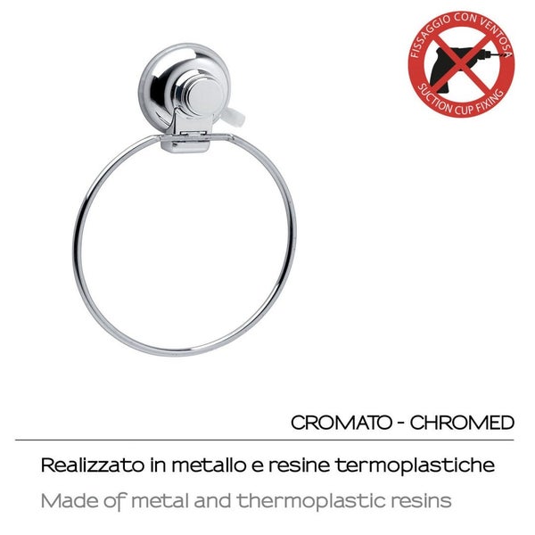 Verchromter Badetuchring mit Saugnapf | Menta