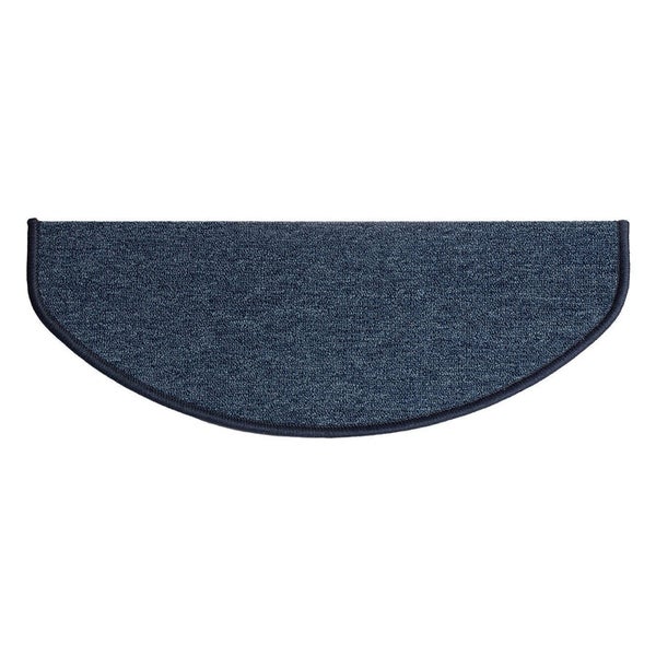 FLOORDIREKT Stufenmatte London -mit Umkettelung - Dunkelblau - Halbrund - 23,5 x 65 cm