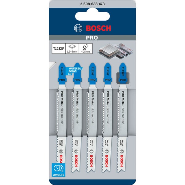 Bosch PRO Metal thick and thin T123XF Stichsägeblatt 100 mm 5-tlg. - 2608638473