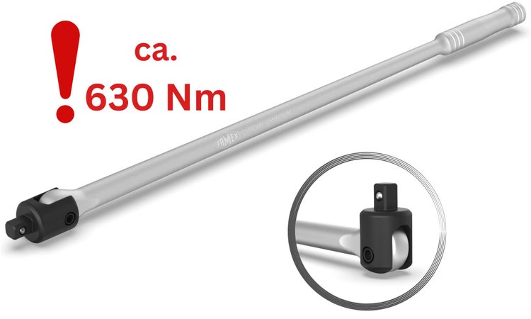FAMEX 10672 Drehmomentschlüssel 1/2 - Max. 630 Nm, Gelenk-Drehgriff