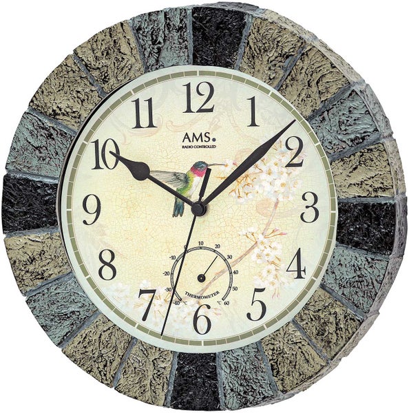 AMS Wanduhr Mit Temperatur-Anzeige – Wetterfest, Für Innen & Außen, Dekorativ