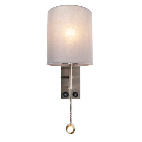 Wandleuchte mit Leselampe und Stoffschirm