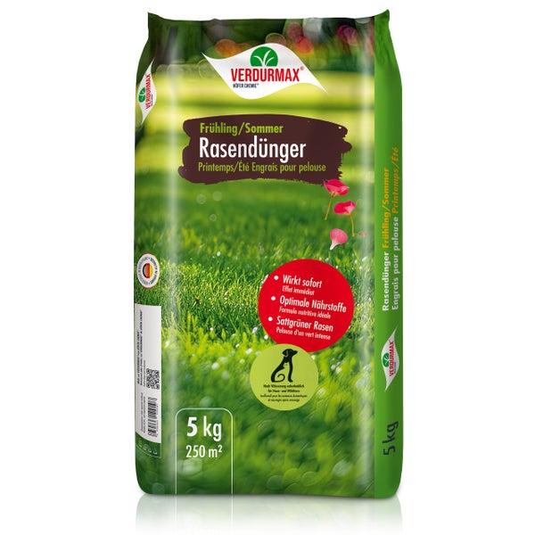 Verdurmax Rasendünger für Frühling und Sommer, 5 Kilogramm für 250 Quadratmeter