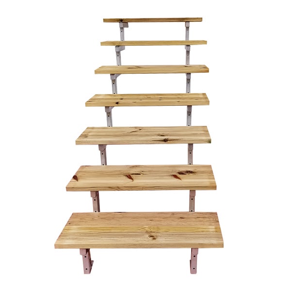 OSLO - Stahltreppe Außen H122cm 7 Treppenstufen Holz KDI Breite 60cm