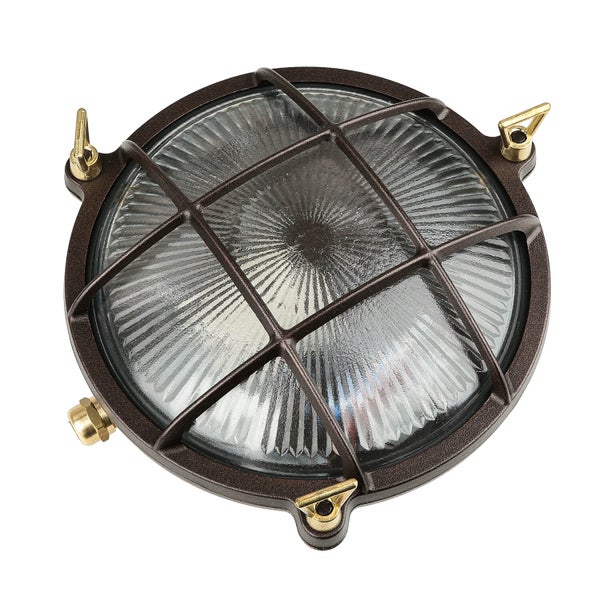 Runde Deckenleuchte mit Schutzgitter und klarem Glas