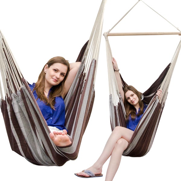 XXL Hängesessel Relaxsessel 185x130cm bis 150kg mit braunen Streifen