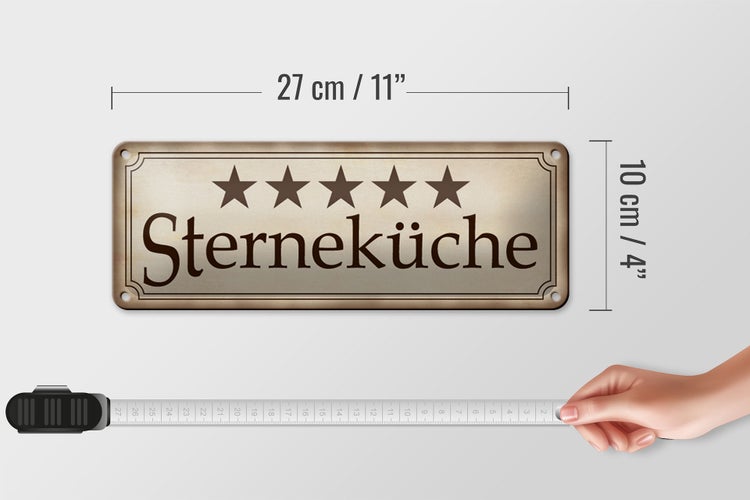 Blechschild Spruch 27x10 cm 5 Sterneküche Dekoration Koch Küche