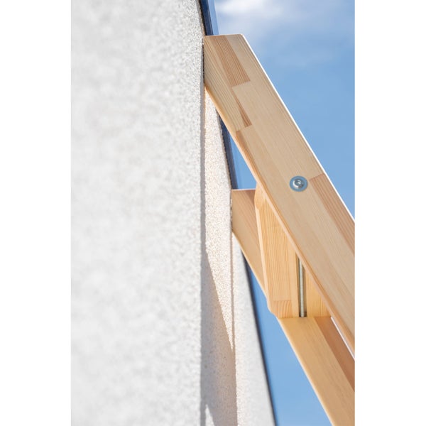 Günzburger Steigtechnik Stufen-Anlegeleiter Holz mit Traverse 12 Stufen - 033722