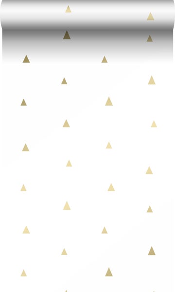 Origin Wallcoverings Tapete grafische Dreiecke Weiß und Gold - 53 cm x 10.05 m - 347680