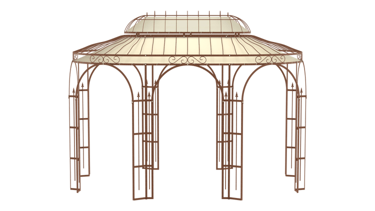 Pavillon ELEO Verona 4 x 2,9 m unbeschichtet - Edelrost | mit Sonnensegel ecru