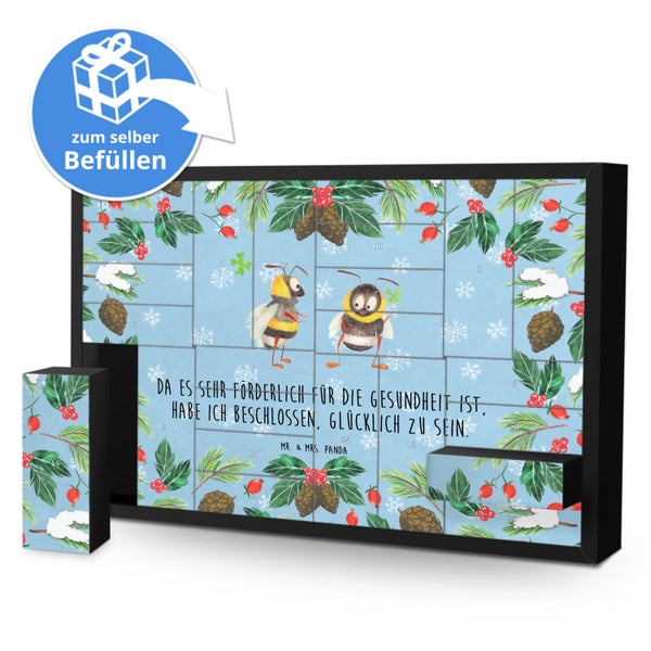 Mr. & Mrs. Panda Befüllbarer Adventskalender Hummeln Kleeblatt - Blau Pastell