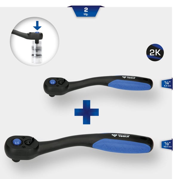 Brilliant Tools Umschaltratsche Set 2-teilig 1/4 Zoll und 1/2 Zoll