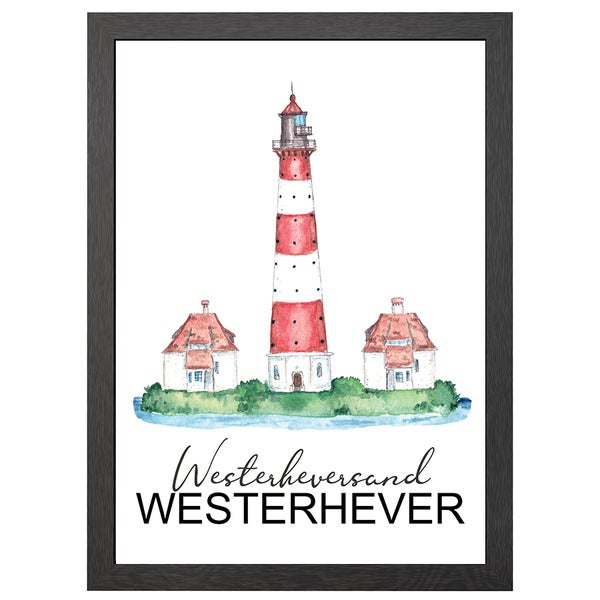 Leuchtturm Westerheversand Poster Im A2-Rahmen - Joyin