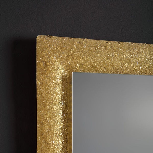 Reversibler Spiegel mit Schmelzglasrahmen und Goldgranulat 90 x 62 cm