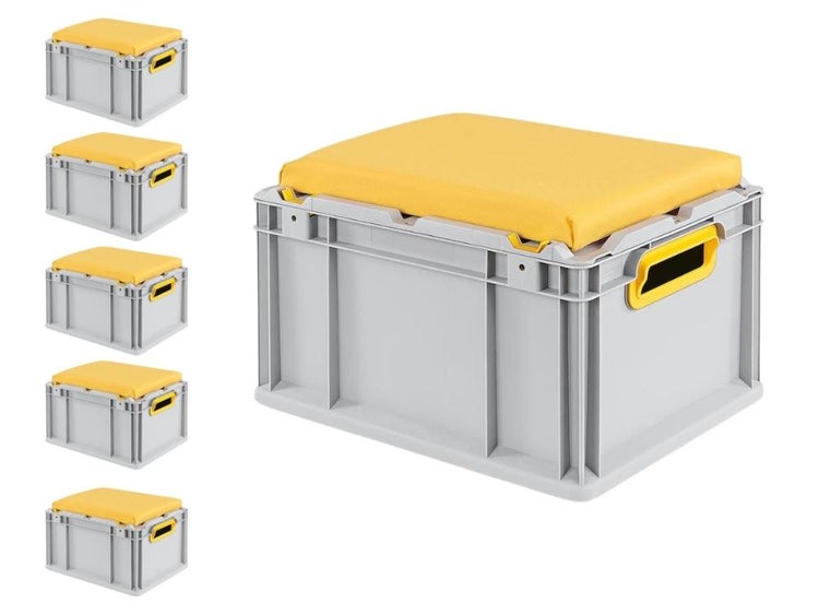 PROREGAL SparSet 6 x Eurobox NextGen Seat Box Gelb HxBxT 26,5 x 30 x 40 cm 20 Liter Griffe Offen Eurobehälter Sitzbox Transportbox